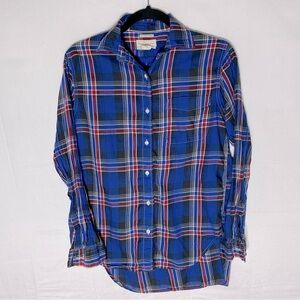 Denim & Supply Ralph Lauren Blue Red Plaid Casual Button Down Boyfriend Shirt S